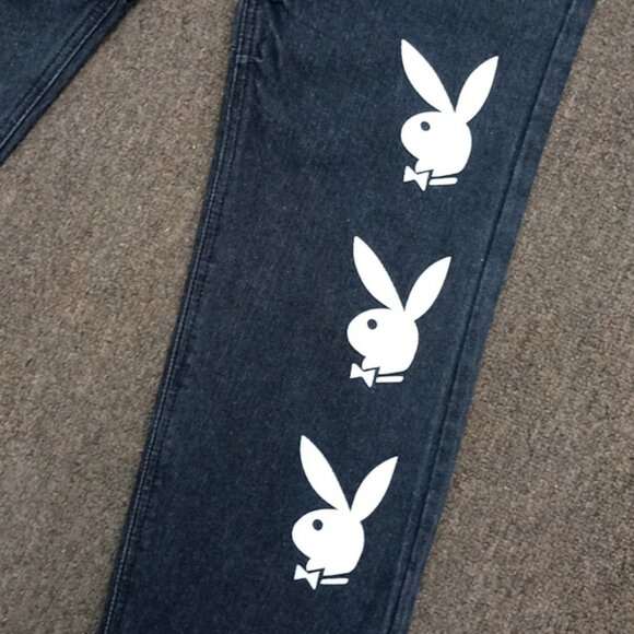 Playboy Bunny Wide Legs Beggy Denim Jeans Y2K - Picture 2 of 7